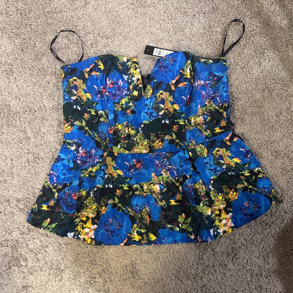 City Chic Vibrant Blue Floral Corset Top